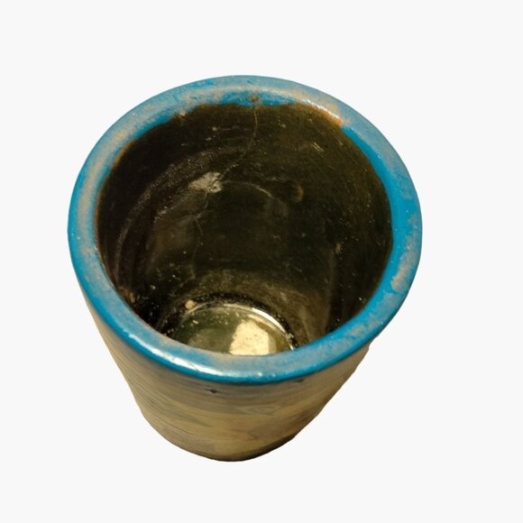 Sunflower Toothpick Holder Tole Painted Terracotta Mexico - Picture 4 of 6